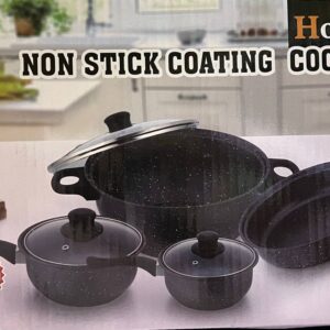 Набір каструль з мармуровим покриттям зі скляними кришками Hot Chef 7 предметів