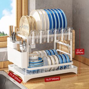 Сушарка для посуду AggPo, сушка двоярусна, 29х42х29 см, біла, товари для дому