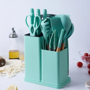 Набір кухонного приладдя 19 предметів з подвійною підставкою дошкою набором ножів  ZP-0102