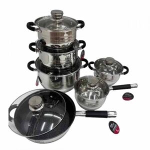 чорний Набір посуду Zepline ZP-115 із нержавіючої сталі на 12 предметів