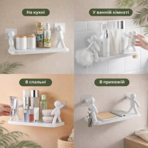 Універсальна полиця для зберігання / Креативна настінна багатофункціональна полиця 33х14,5х13,5см