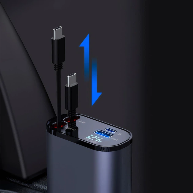 Автомобільний зарядний пристрій із швидкою зарядкою 4в1 Lightning / Type-C / USB