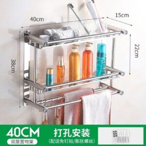 Полиця для ванної кімнати SKLM-6, нержавіюча 2 яруси