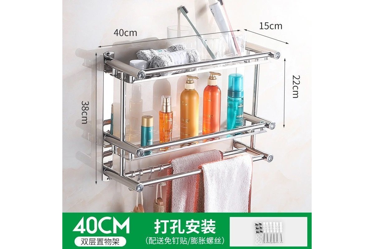 Полиця для ванної кімнати SKLM-6, нержавіюча 2 яруси