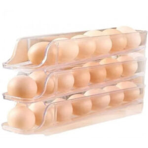 Компактний органайзер для яєць 3 ярусний автоматичний Plastic shelving / Контейнер-лоток для яєць