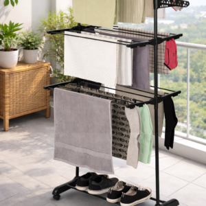 Одинарна сушарка для білизни 3-х рівнева на коліщатках / Багатофункціональна сушарка для білизни та взуття