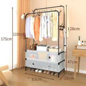 Вішалка підлогова-стелаж для одягу з ящиками зберігання 128*83*48*28 см