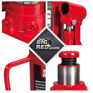 Гідравлічний домкрат пляшковий на 10т, Червоний / Домкрат для автомобілів та вантажівок / Сталевий домкрат