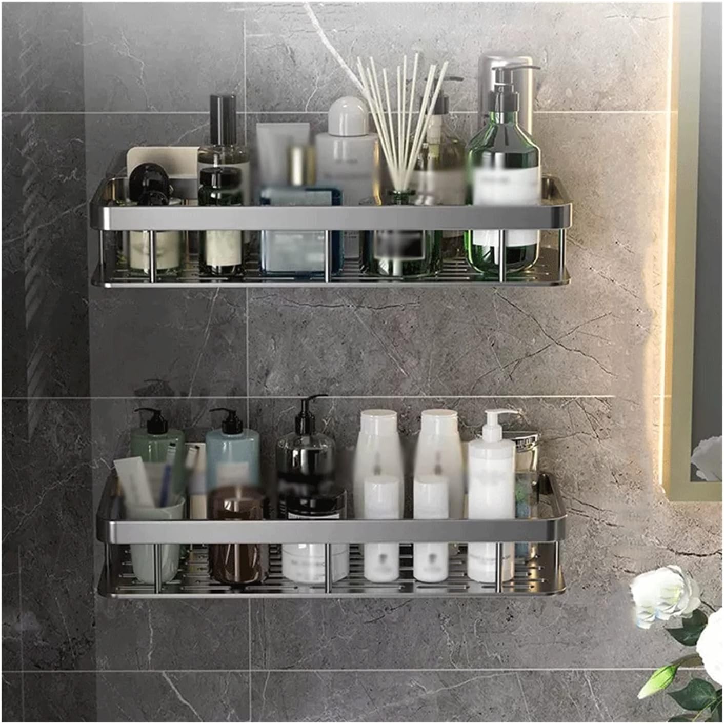 Металева полиця для ванної самоклеюча Bathroom shelf до 10 кг GREY
