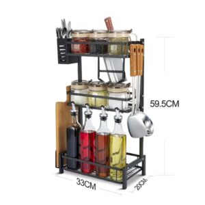 Металевий настільний органайзер для кухні / Підставка кухонна 3 рівні / Багатофункціональний чорний органайзер-стелаж