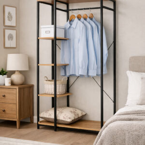 Металева відкрита шафа для спальні, передпокою, ванної / Відкрита вбиральня з полицями 167х90х40см