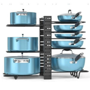 Металевий, регульований органайзер – підставка JYH для кришок, каструль та сковорідок, чорний (JYH-L-12041)