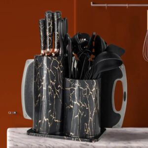 Набір кухонного приладдя 25 предметів з подвійною підставкою обробною дошкою набором ножів прихватками