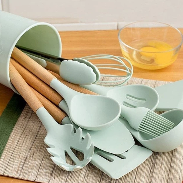 Набір кухонного приладдя силіконовий Kitchen Set RB-2239 бірюзовий (12 предметів)