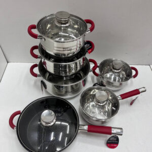 червоний Набір посуду Zepline ZP-115 із нержавіючої сталі на 12 предметів