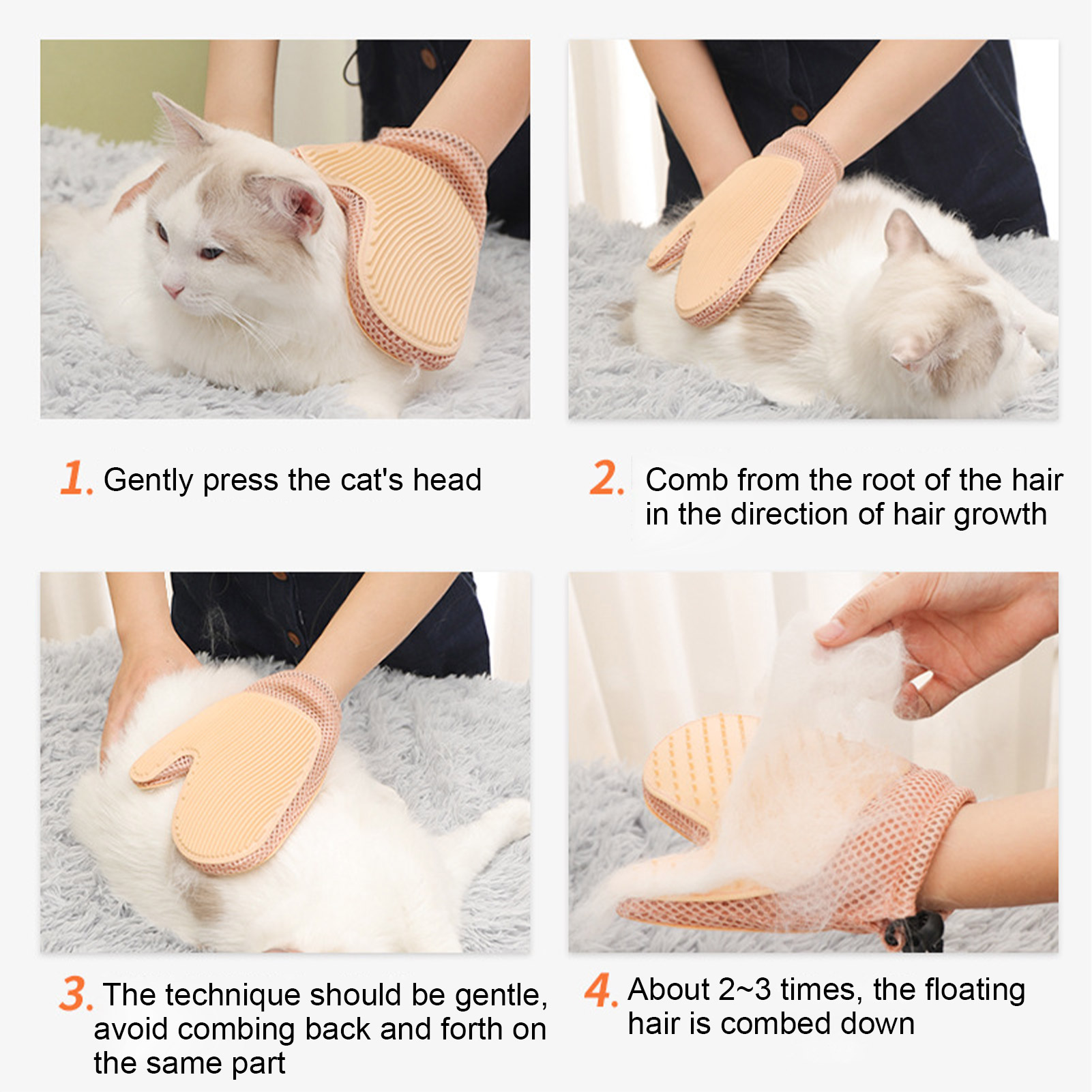 Рукавичка Масажна щітка для видалення вовни котів та собак із захистом від подряпин XL-147