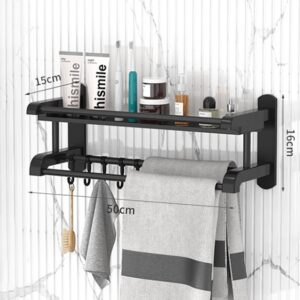 Полиця для ванної кімнати з вішалкою для рушників SKLM-9 40см