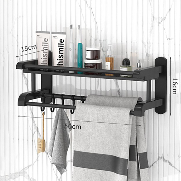 Полиця для ванної кімнати з вішалкою для рушників SKLM-9 40см