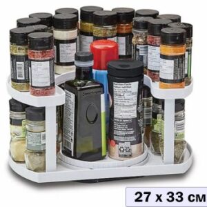 Полиця органайзер для спецій Spice Spinner Білий місткий дворівневий тримач для зберігання ємностей і баночок