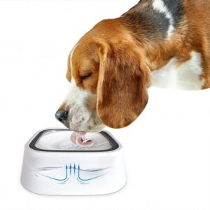 Поїлка непроливайка для собак та кішок з плаваючим диском Миска антипроливайка для води MAGIC BOWL Біла 1,5л