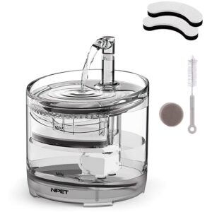 Питний фонтан напувалка для котів та собак NPET WF050TP 1.5L з фільтром прозорий