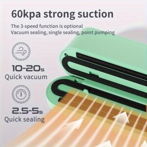 Ручний міні вакууматор із вбудованим акумулятором 1200 мАг / Вакуумний пакувальник для продуктів