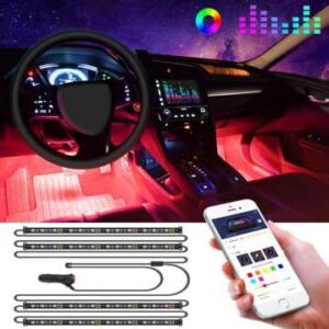 Світлодіодне підсвічування салону авто RGB led – підсвічування в авто від прикурювача, вологозахисне з пультом 4 х 22см