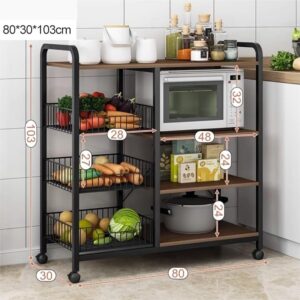 Триярусна кухонна полиця – органайзер з дерев’яними полицями / Полиця-стелаж ALJ-L143F 80×103см