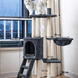 Ігровий комплекс для котів з кігтеточкою та будиночком 5 рівнів Графіт