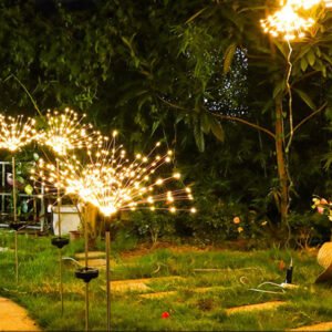Ліхтар садовий Феєрверк газонний на сонячній батареї, 90 led, 8 режимів (2 шт. у комплекті)