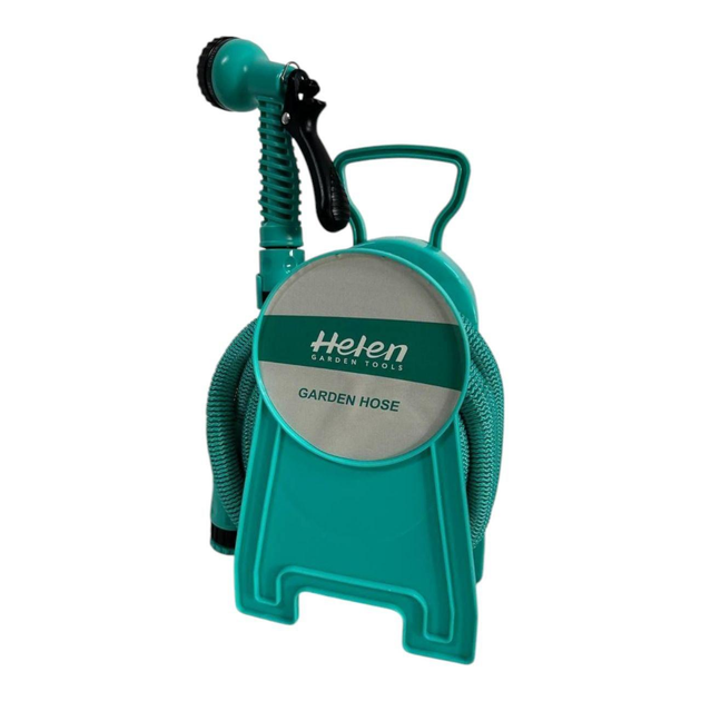 Шланг поливальний 10м з котушкою і розпилювачем з 7 режимами Helen Garden Tools шланг садовий, що розтягується
