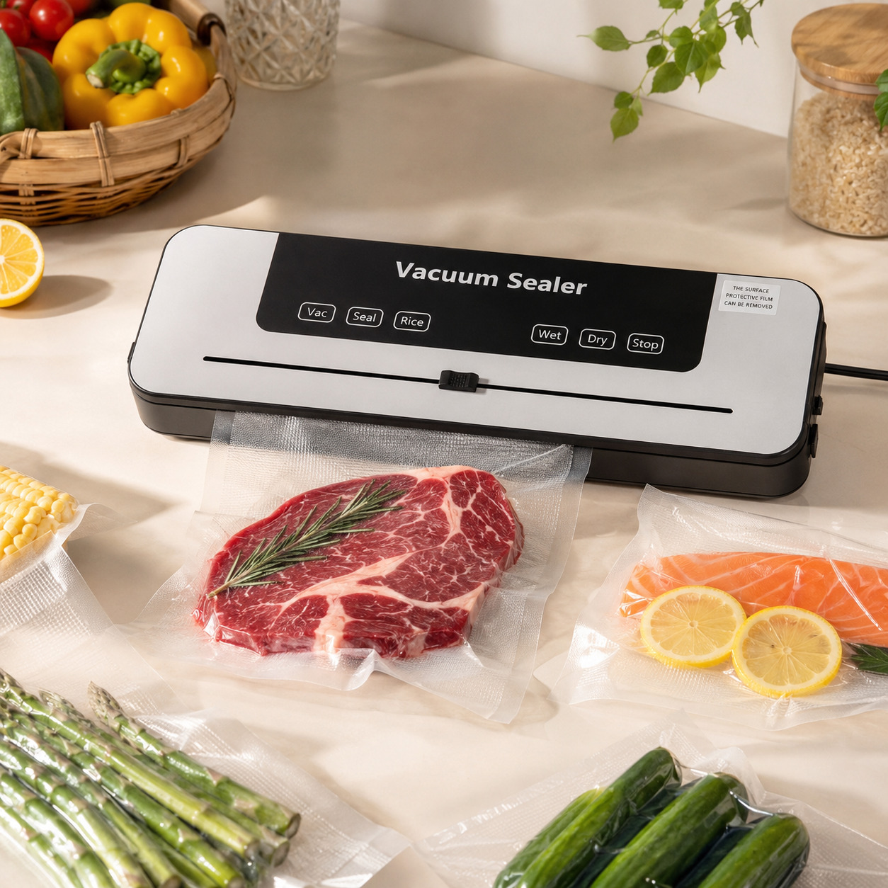 Вакуумний пакувальник для продуктів Vacuum Sealer + вакуумні пакети 10 штук