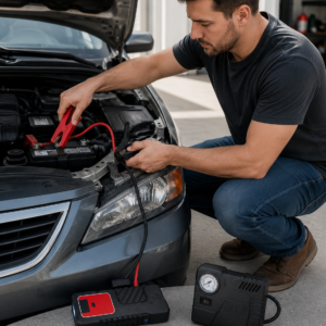 Автомобільний пусковий пристрій для акумулятора JUMP STARTER 69800mah + Компрессор / Пусковий пристрій для авто / Бустер