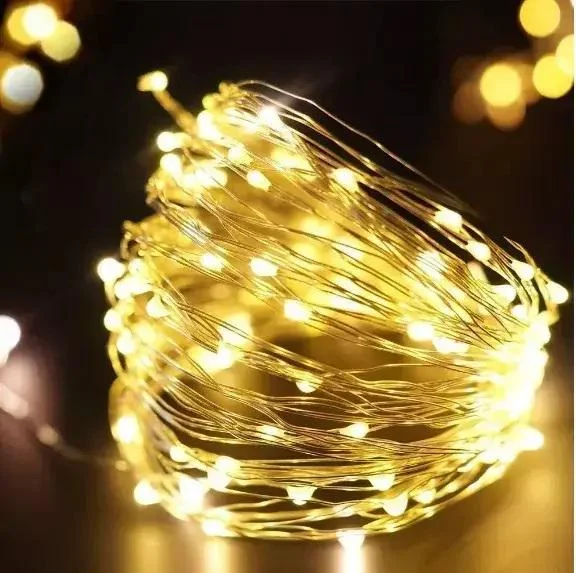 Новорічні гірлянди. Мідна дротяна лампа 100LED 10м, Теплий