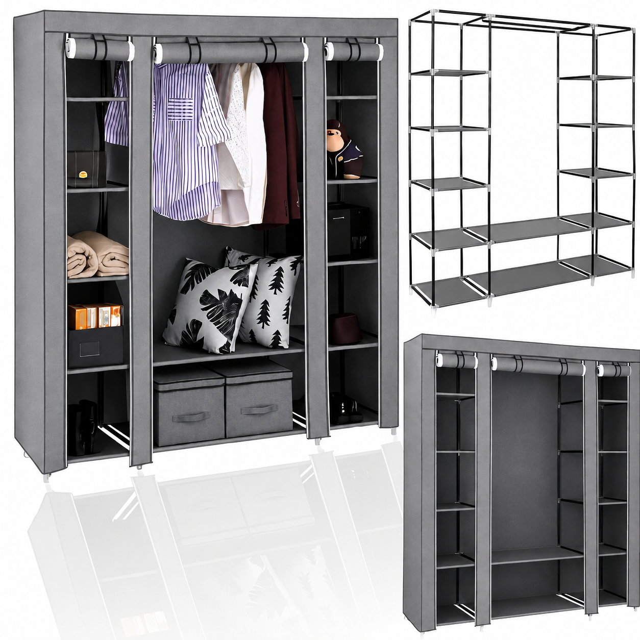 Тканинна шафа HCX Storage Wardrobe 88130 Сірий