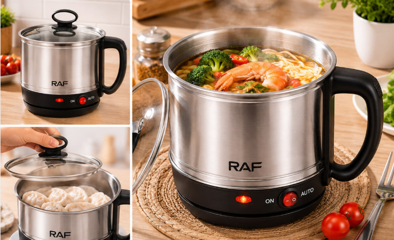 Електрокаструля / Кухонна міні рисоварка RAF R5430 / Каструля-скороварка 1,5 л 600W