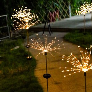 Ліхтар садовий Феєрверк газонний на сонячній батареї, 150 led, 8 режимів
