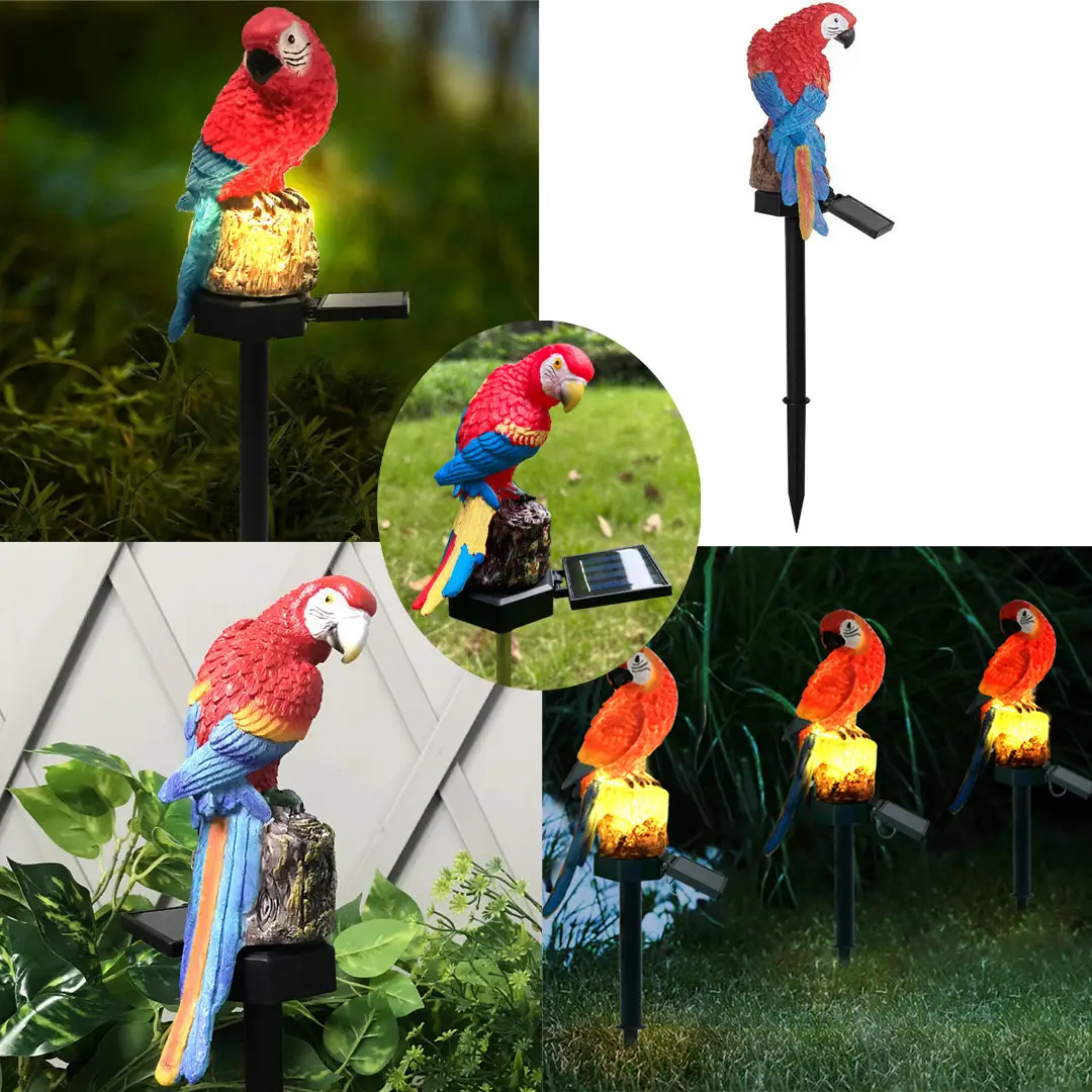 Ліхтар садовий SOLAR PARROT / Світильник для саду Папуга на сонячній батареї