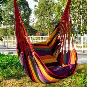 Вуличне підвісне крісло-гамак 100×130см / Підвісний гамак тканинний з подушками до 150кг Червоний