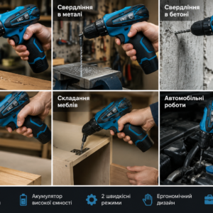 Шуруповерт на 2 акумулятори в кейсі без насадок 21В / Дриль-шуруповерт / Акумуляторний Li-ion шуруповерт в кейсі