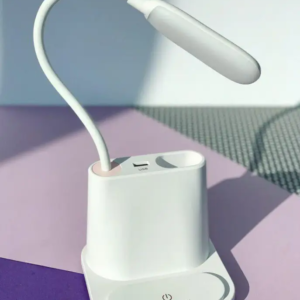 Рожева Акумуляторна настільна LED лампа Bionic Desk Lamp c USB виходом, органайзером та підставкою для смартфона