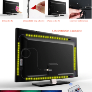 Стрічка світлодіодна RGB 5050 2м з пультом для підсвічування телевізора, монітора, меблів від USB