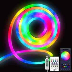 Розумна гнучка LED Neon RGB стрічка-шланг 3 метрів від USB управління режимами з телефону, Bluetooth додаток, пульт