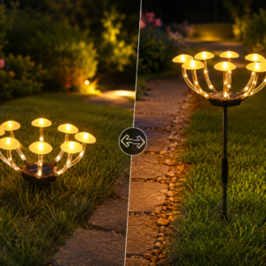Вуличний світильник з датчиком освіщення у формі гриба / Садовий світильник на сонячній батареї «Гриби» 26Х-75