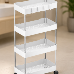 Етажерка на колесах 4 полиці біла підлогова Storage rack AND906