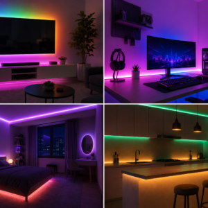 Гнучка світлодіодна стрічка RGB USB 10м / Стрічка з пультом для підсвічування телевізора, монітора, меблів / LED стрічка від павербанку