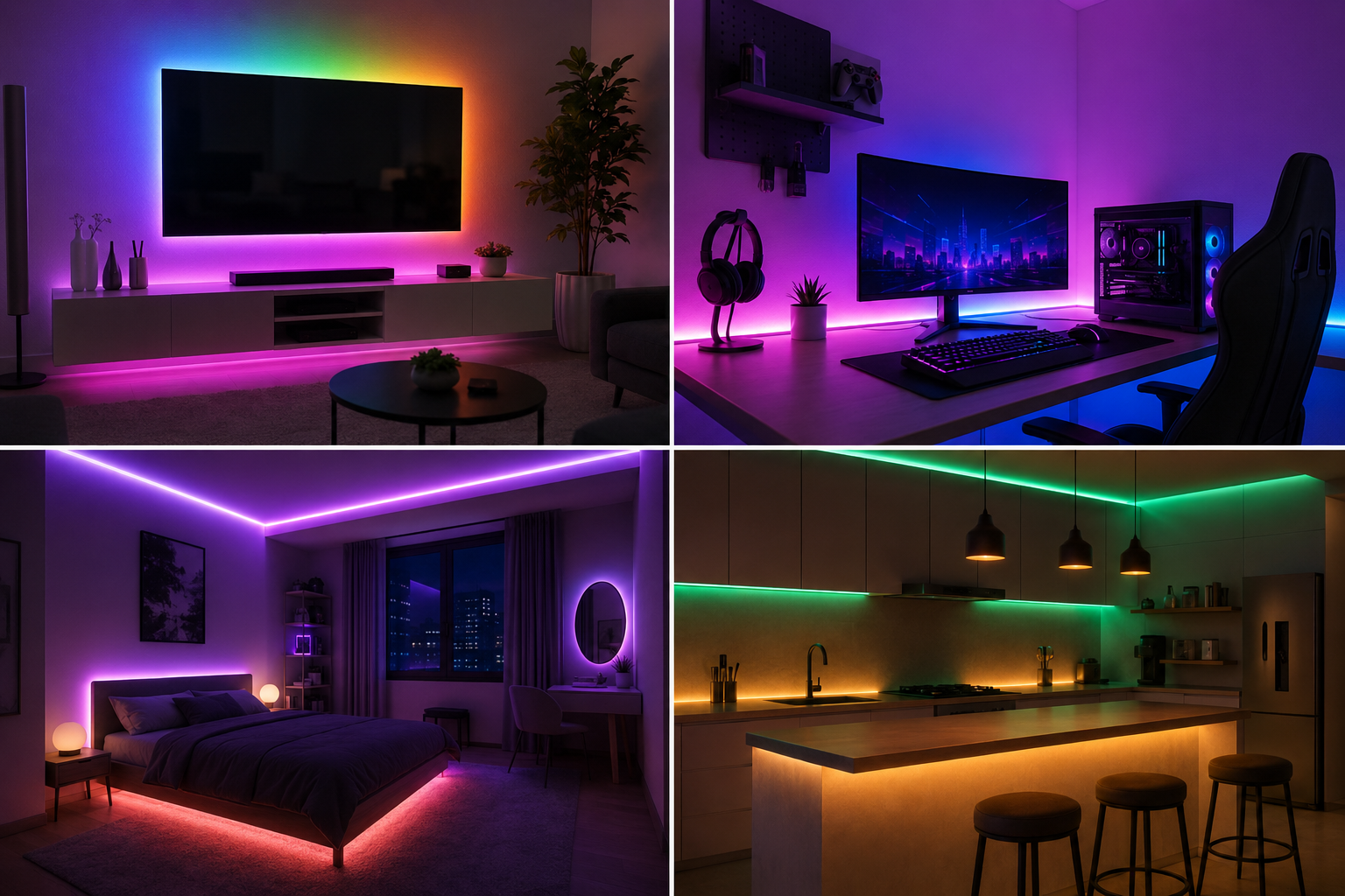 Гнучка світлодіодна стрічка RGB USB 10м / Стрічка з пультом для підсвічування телевізора, монітора, меблів / LED стрічка від павербанку