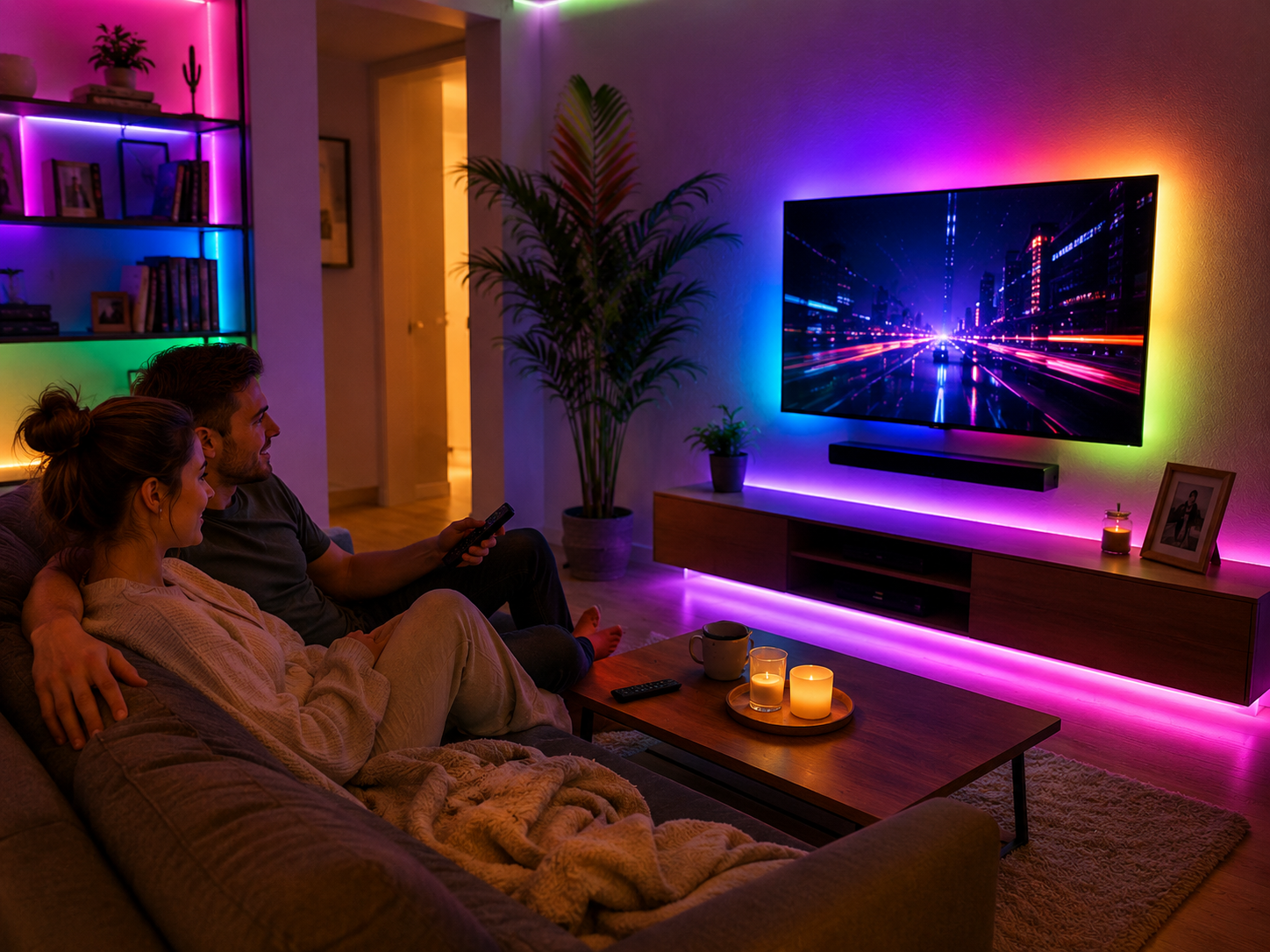 Гнучка світлодіодна стрічка RGB USB 15м / Стрічка на USB на монітор, меблі + пульт / LED стрічка від павербанку