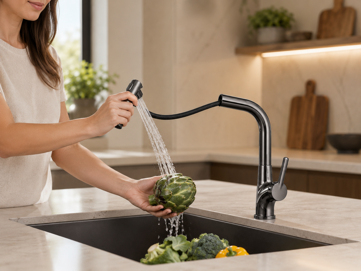 Кран/змішувач Faucet CR-8429 Багатофункціональний метал / Змішувач для миття / Кран-змішувач для кухні Графіт матовий