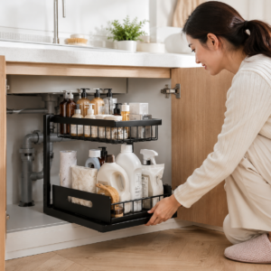 Кухонний стелаж-сушарка для посуду миючого Storage rack AND-103-30-10pcs / Органайзер для кухонного приладдя / Дворівневий органайзер для зберігання